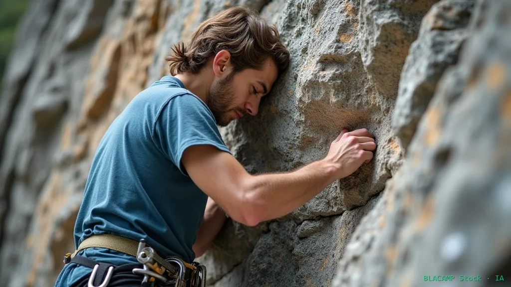 Escalador colocando protección removible en escalada clásica
