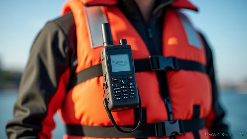 Radio VHF portátil como equipo de respaldo en chaleco salvavidas
