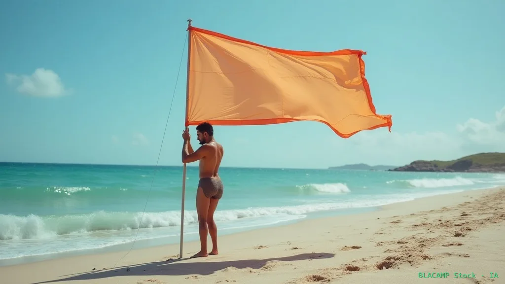 Manga de viento indicando dirección en playa de windsurf y kitesurf