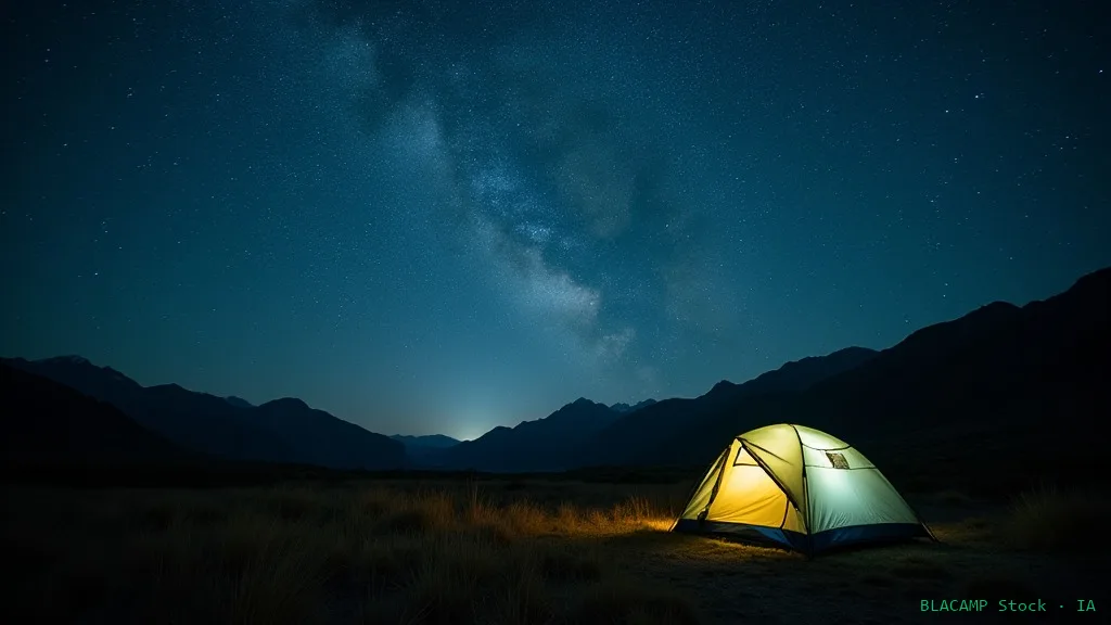 Cielo estrellado sobre zona de acampada libre sin contaminación lumínica