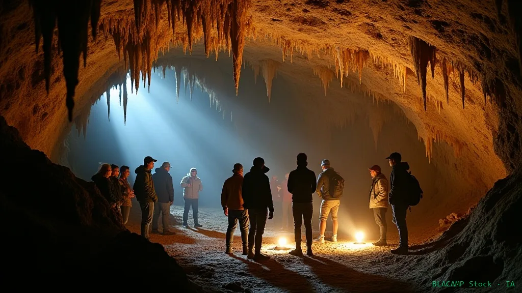 Formación geológica iluminada durante parada explicativa