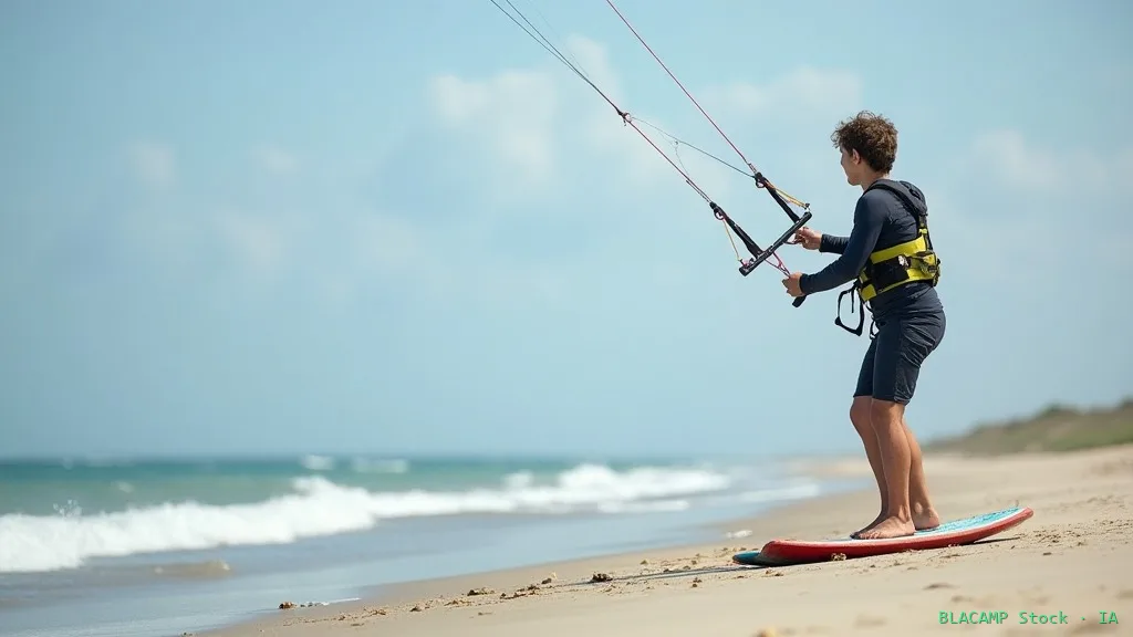 Práctica de control de cometa en tierra antes de kitesurf
