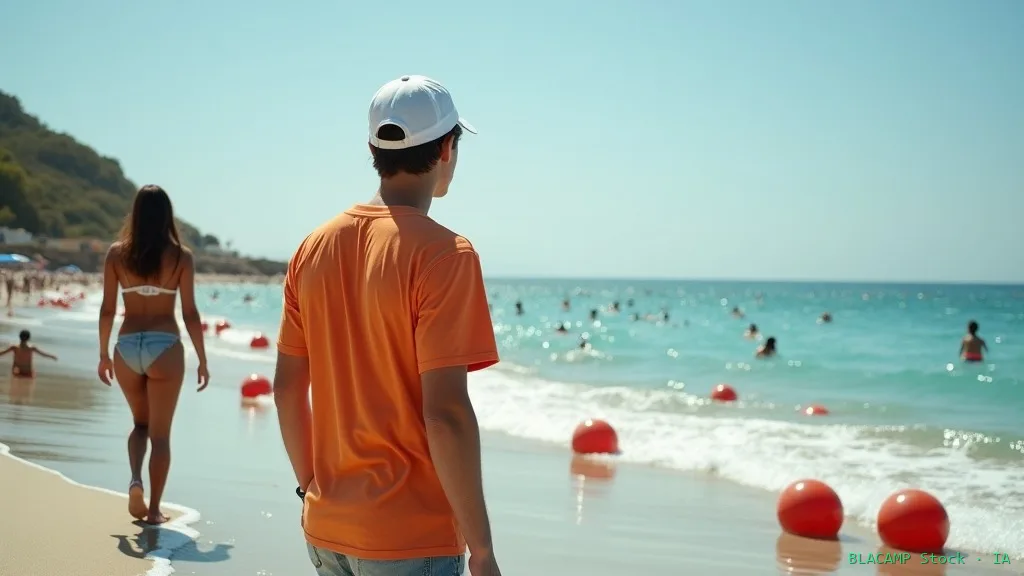 Boyas delimitando zona de navegación y zona de baño en playa