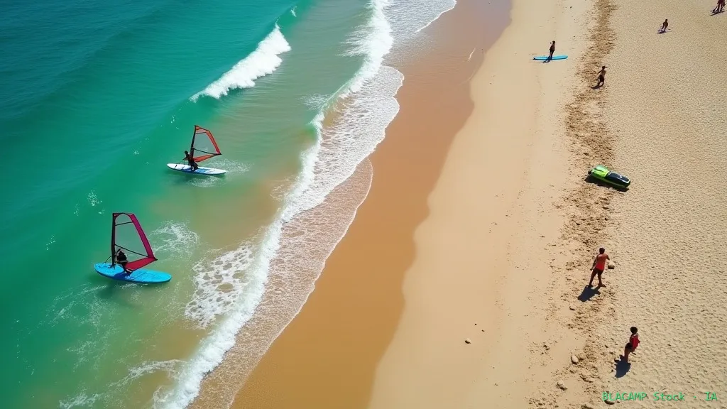 Playa compartida entre windsurf, kitesurf y bañistas