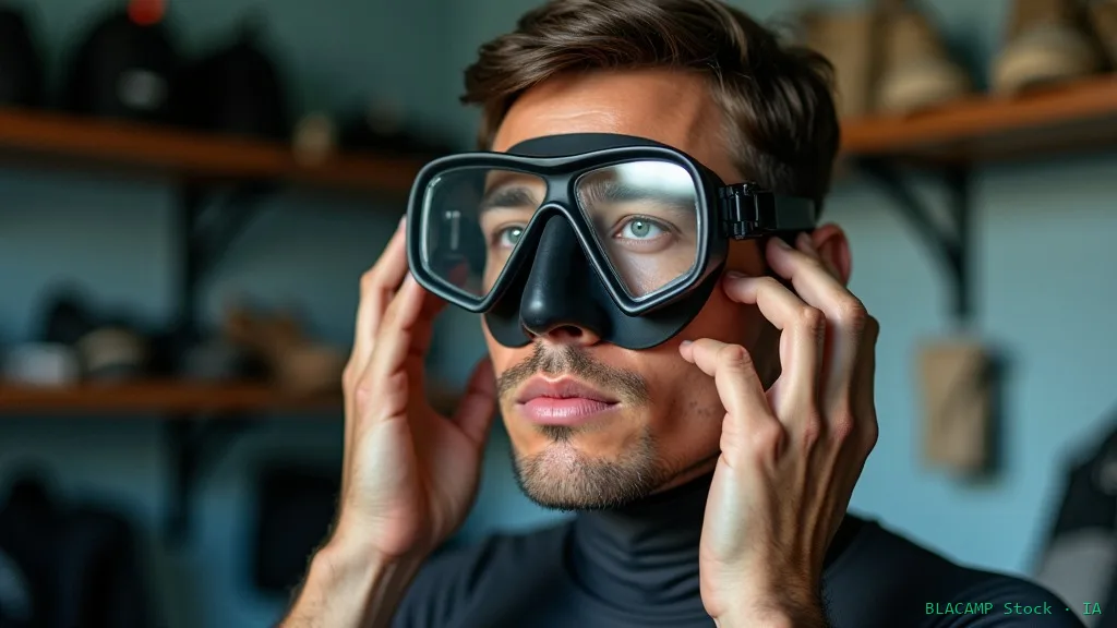 Prueba de sellado de máscara de buceo antes de comprar