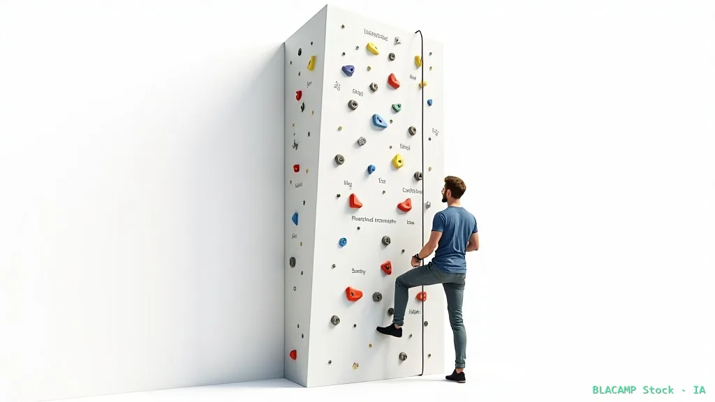 Diagrama de vocabulario básico de escalada: vía, presa y reunión