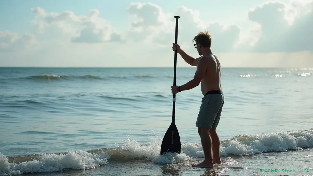 Comprobando la altura correcta de un remo de SUP en la orilla