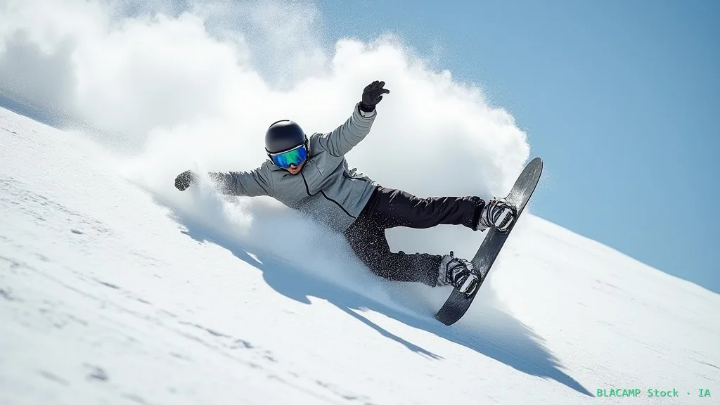 Snowboarder cayendo de forma controlada apoyando antebrazos