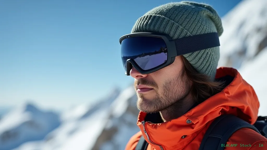 Detalle de gafas de glaciar con protección lateral