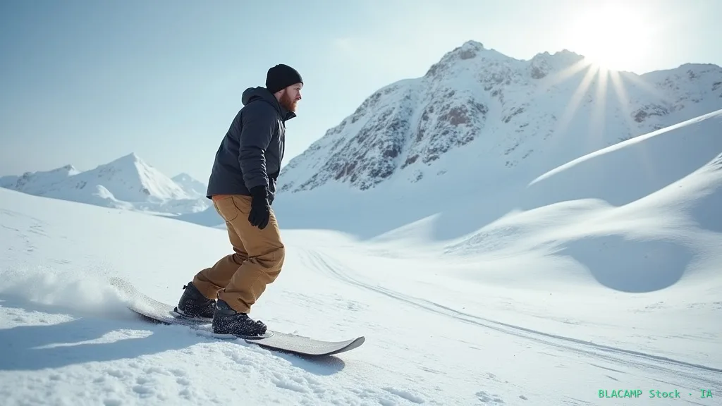 Snowboarder comprobando su punto ciego antes de cruzar