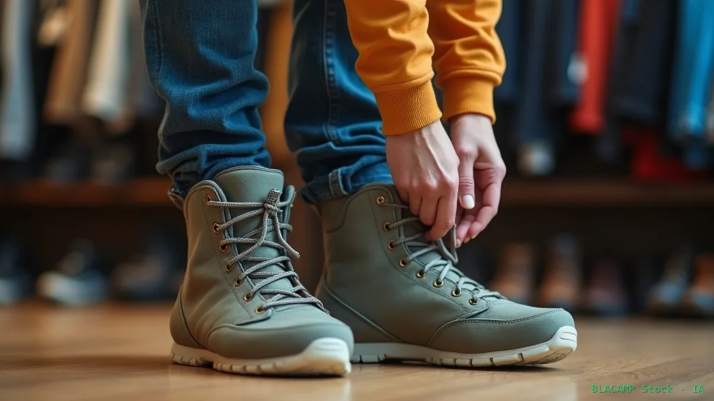 Prueba de ajuste de botas blandas de snowboard en tienda