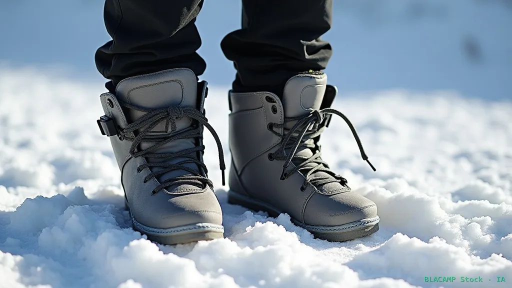 Botas blandas de snowboard con cordones sobre la nieve